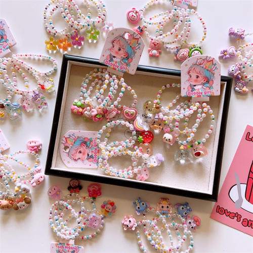 5pcs set cute beaded cartoon charm bracelet set for kids