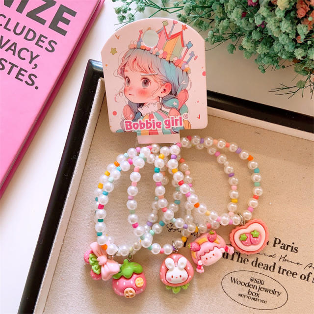 5pcs set cute beaded cartoon charm bracelet set for kids