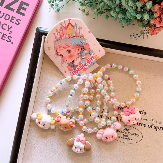 5pcs set cute beaded cartoon charm bracelet set for kids