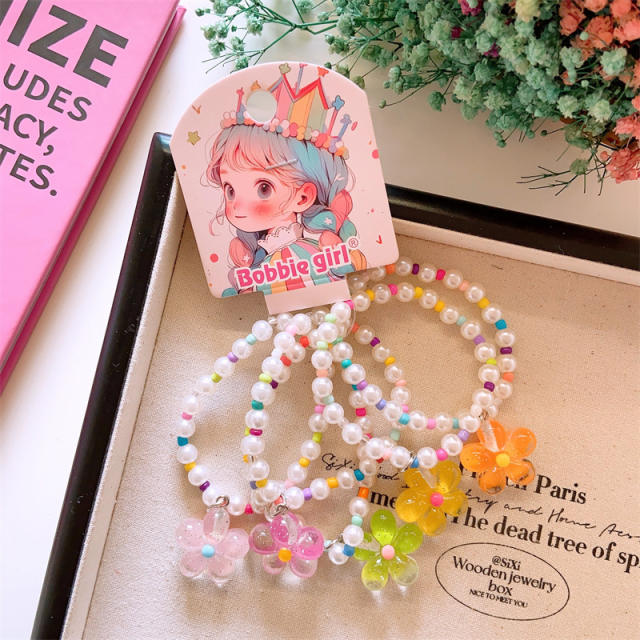 5pcs set cute beaded cartoon charm bracelet set for kids