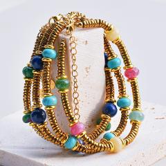 Summer natural stone stainless steel beaded bracelet