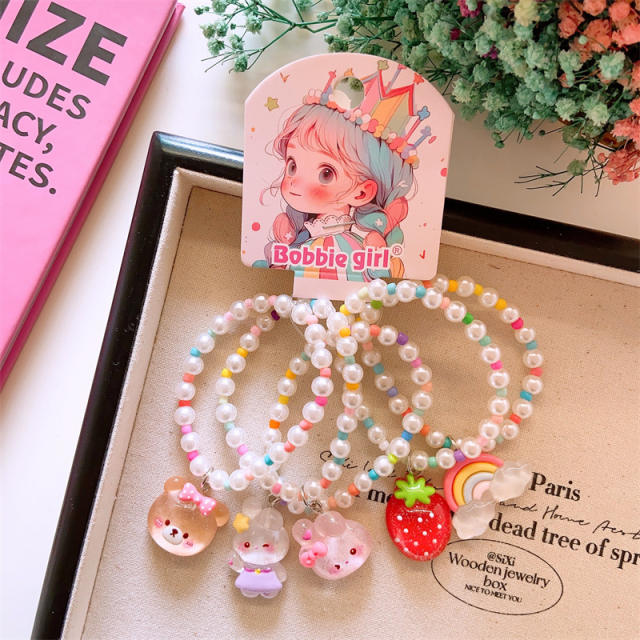 5pcs set cute beaded cartoon charm bracelet set for kids