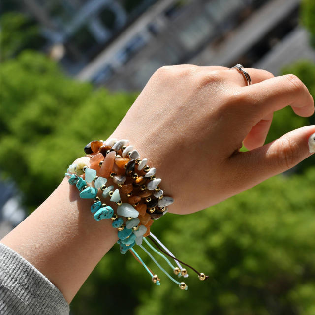 Boho irregular shape natural stone bracelet