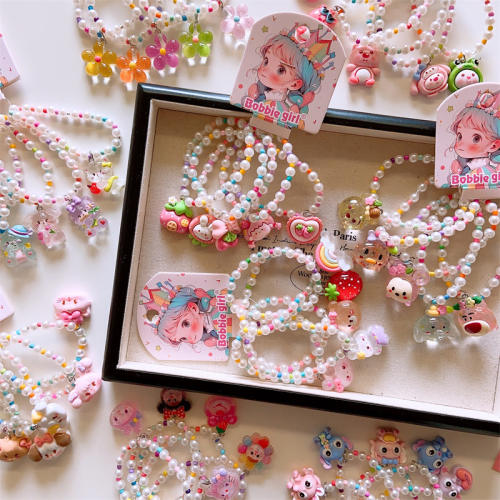 5pcs set cute beaded cartoon charm bracelet set for kids