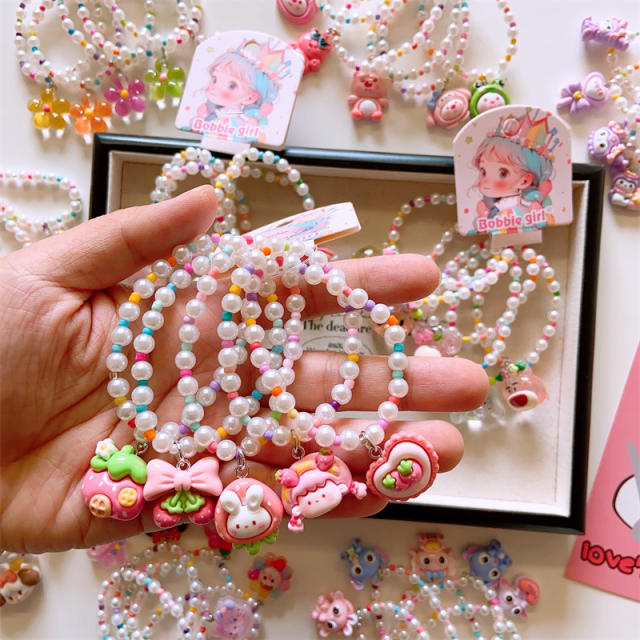 5pcs set cute beaded cartoon charm bracelet set for kids