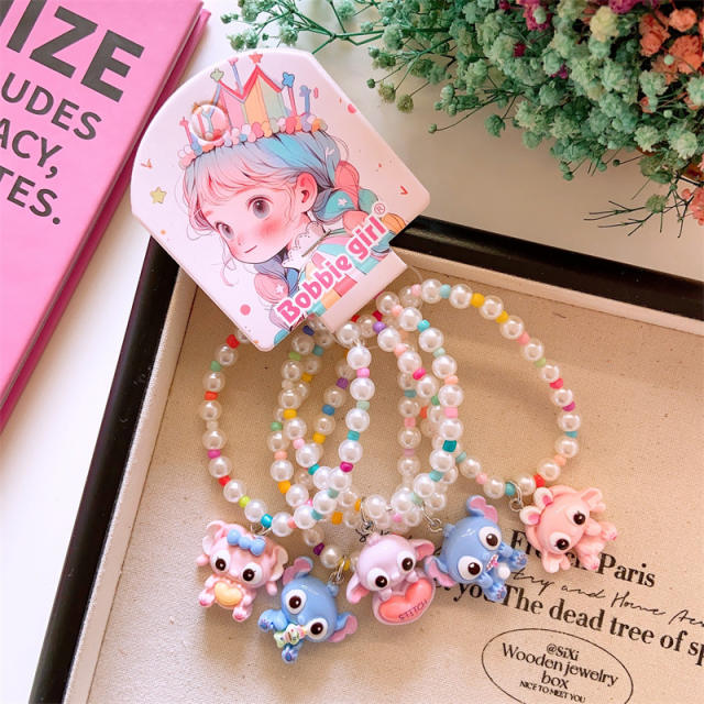 5pcs set cute beaded cartoon charm bracelet set for kids