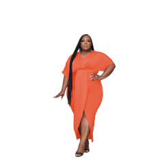 Plus size plain color sexy bodycon dress