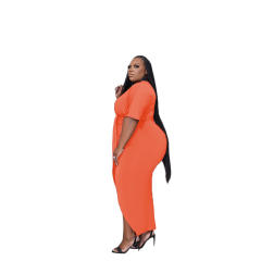 Plus size plain color sexy bodycon dress