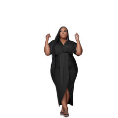 Plus size plain color sexy bodycon dress