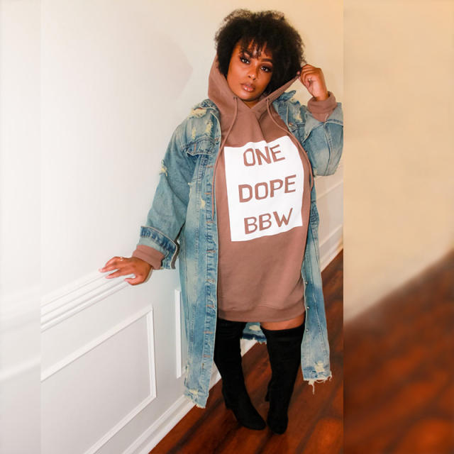 Plus size fashionable letter pattern Hoodie