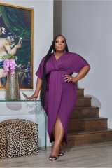 Plus size plain color sexy bodycon dress