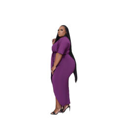 Plus size plain color sexy bodycon dress