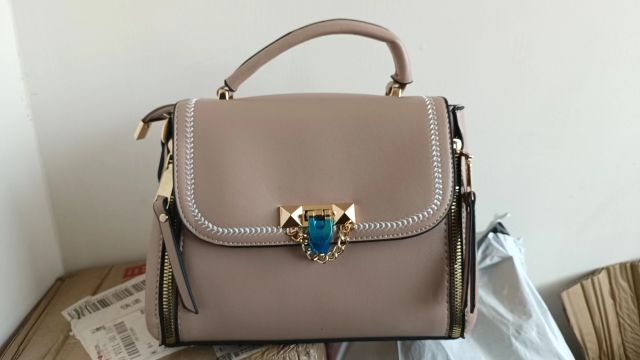 Chic design plain color PU leather handbag