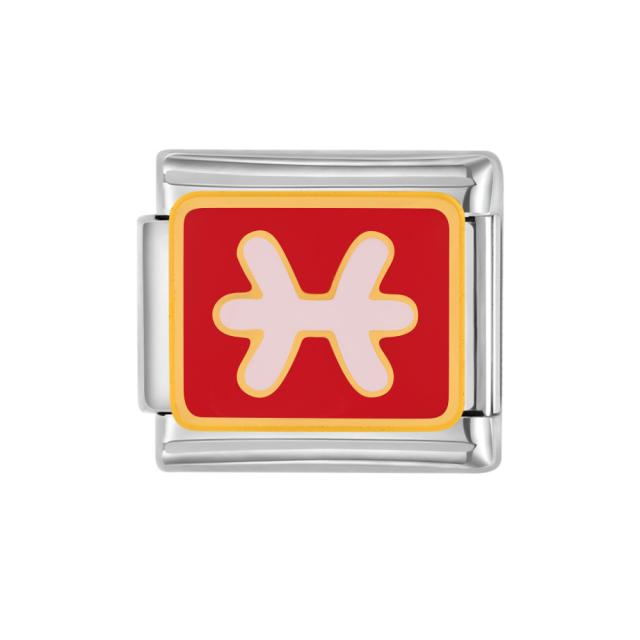 DIY italian bracelet charm enamel zodiac theme bracelet charm stainless steel charm 1pcs pricr