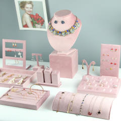 Pink Green color velvet materaial display stand