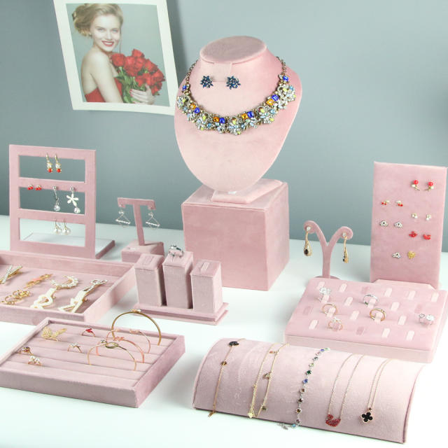 Pink Green color velvet materaial display stand