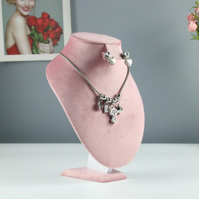 Pink Green color velvet materaial display stand