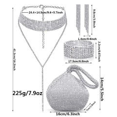 Delicate diamond choker necklace diamond evening bag set