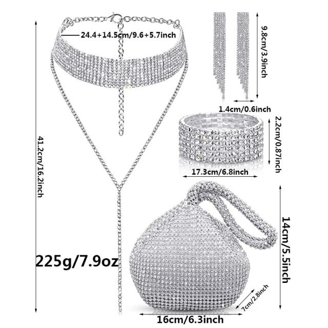 Delicate diamond choker necklace diamond evening bag set