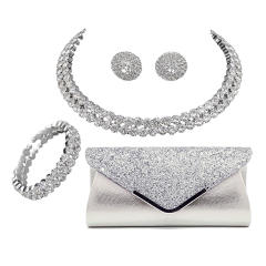 Delicate diamond choker jewelry set with evening bag