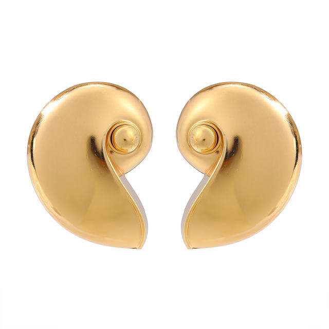Summer ocean series conch shape metal chunky earrings
