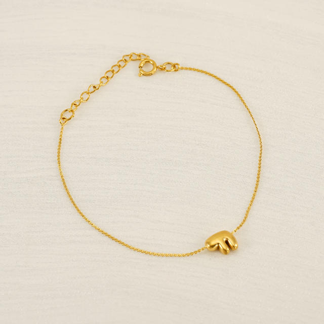 Popular initial letter bubble letter stainless steel bracelet