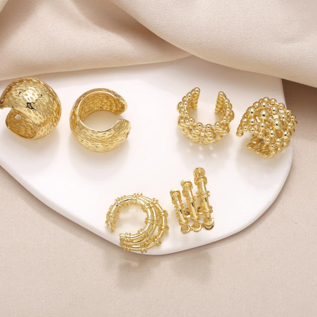 Hot sale real gold plated copper chunky ear cuff