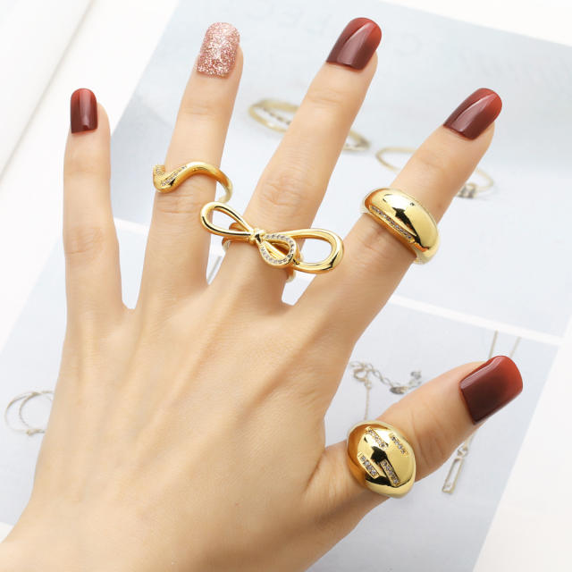 Real gold plated copper chunky finger rings collection