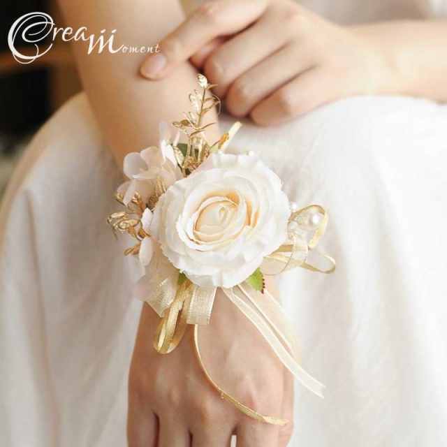 Champagne color Artificial flowers wedding corsages
