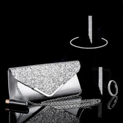 Delicate diamond choker necklace set with evening bag