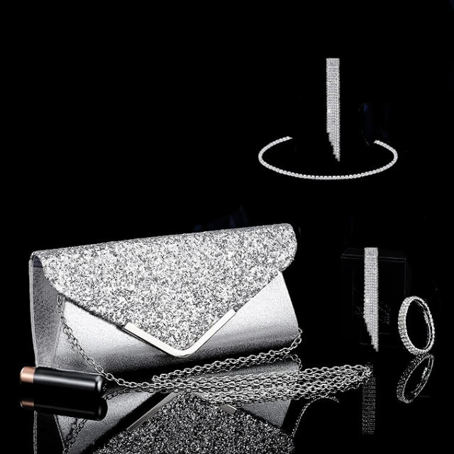 Delicate diamond choker necklace set with evening bag