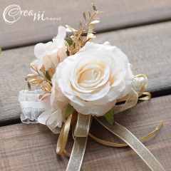 Champagne color Artificial flowers wedding corsages