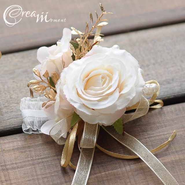 Champagne color Artificial flowers wedding corsages