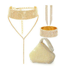 Delicate diamond choker necklace diamond evening bag set