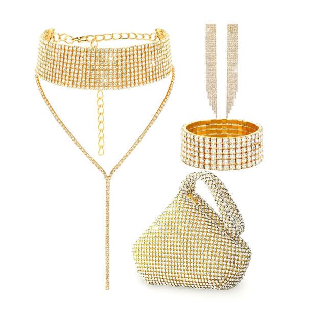 Delicate diamond choker necklace diamond evening bag set