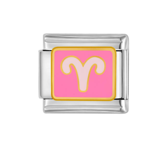 DIY italian bracelet charm enamel zodiac theme bracelet charm stainless steel charm 1pcs pricr