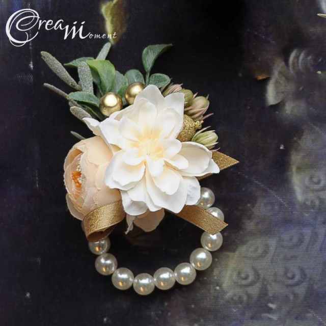 Champagne color Artificial flowers wedding corsages