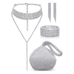 Delicate diamond choker necklace diamond evening bag set