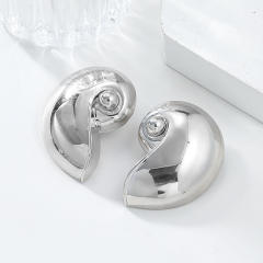 Summer ocean series conch shape metal chunky earrings