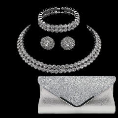 Delicate diamond choker jewelry set with evening bag
