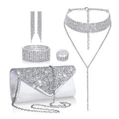 Delicate diamond choker necklace diamond evening bag set