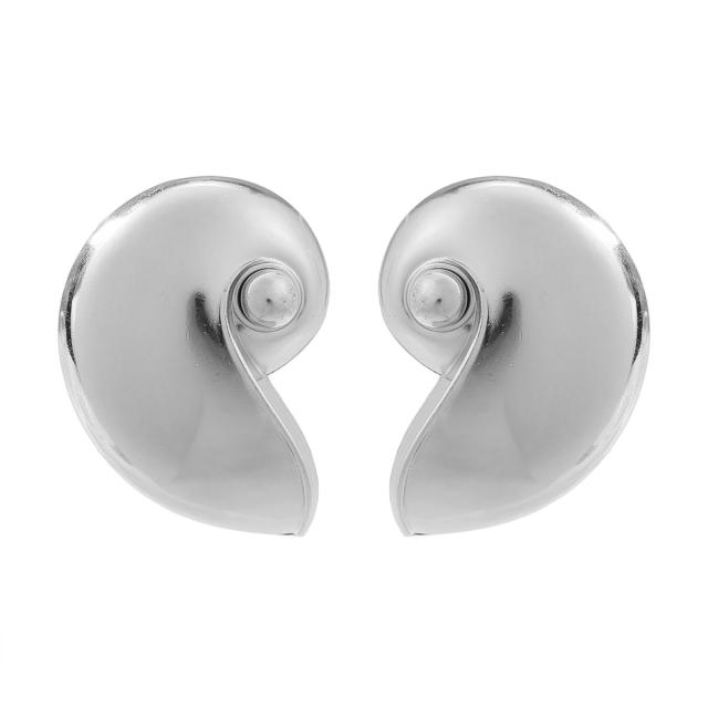 Summer ocean series conch shape metal chunky earrings