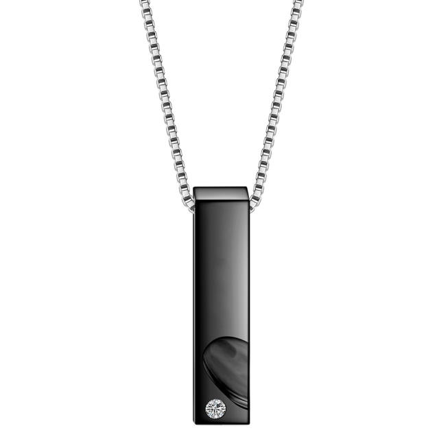 Chic bar pendant stainless steel couple necklace engrave letter necklace