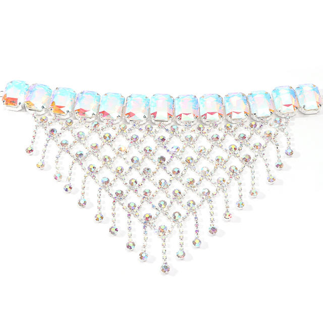 Delicate glass crystal rhinestone setting prom choker necklace