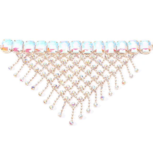 Delicate glass crystal rhinestone setting prom choker necklace