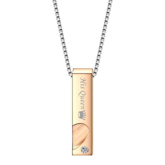 Chic bar pendant stainless steel couple necklace engrave letter necklace