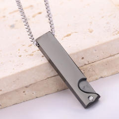 Chic bar pendant stainless steel couple necklace engrave letter necklace