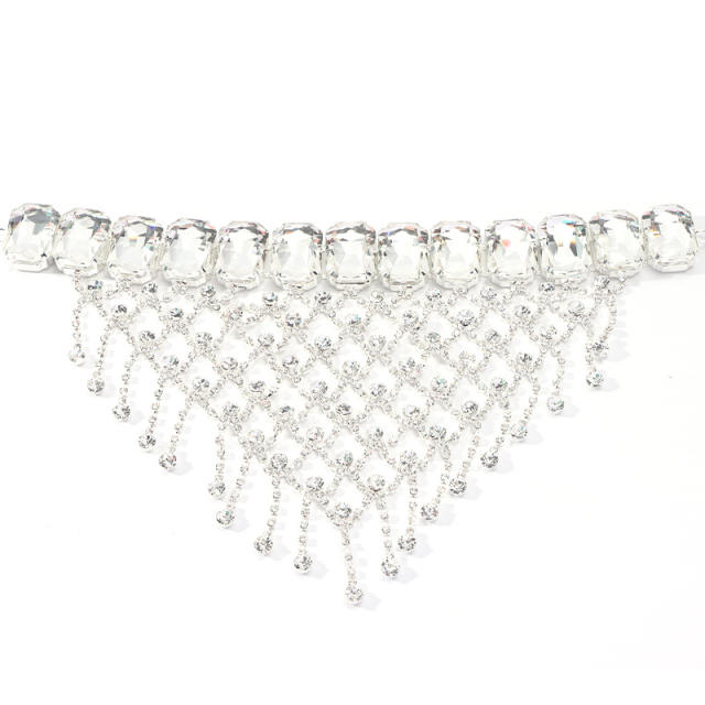 Delicate glass crystal rhinestone setting prom choker necklace