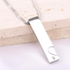 Chic bar pendant stainless steel couple necklace engrave letter necklace