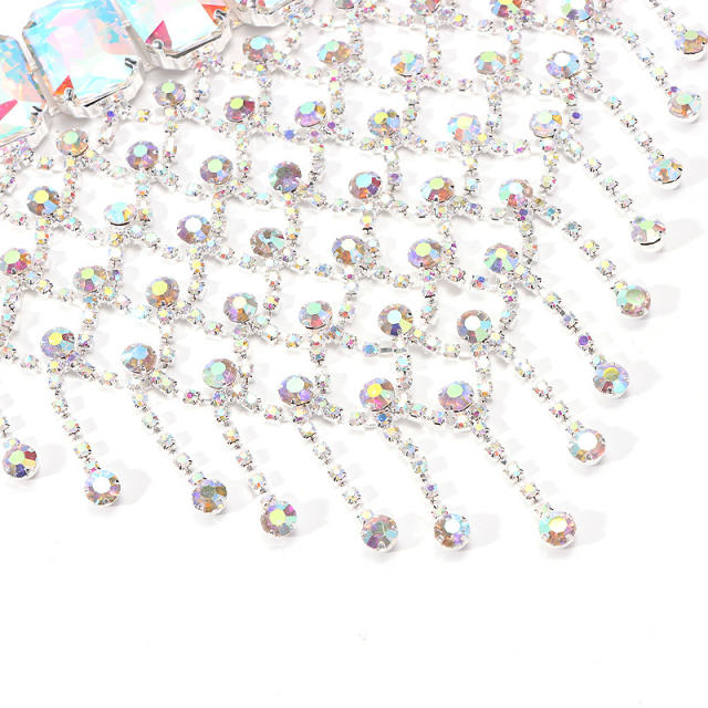 Delicate glass crystal rhinestone setting prom choker necklace